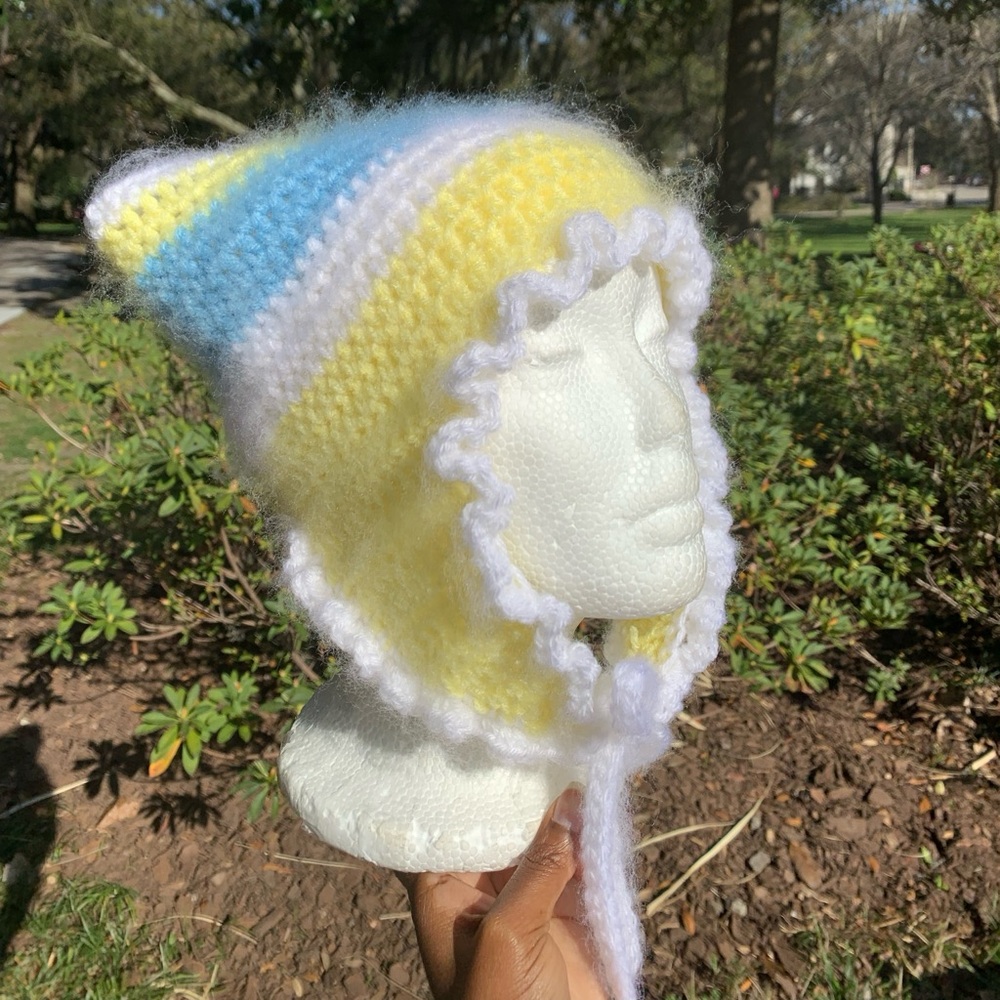 Crochet Fuzzy Cat Ear Hat w/ Ear Flaps